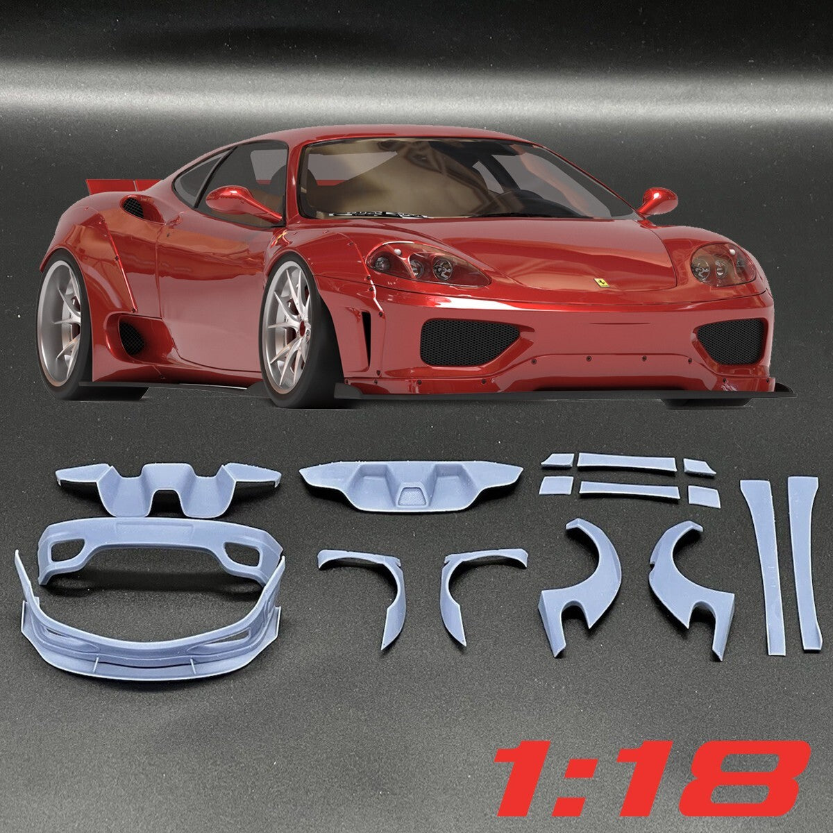 1:18 Ferrari 360 LB Style Widebody Kit Trankit For F360 HW Elite Bb ...
