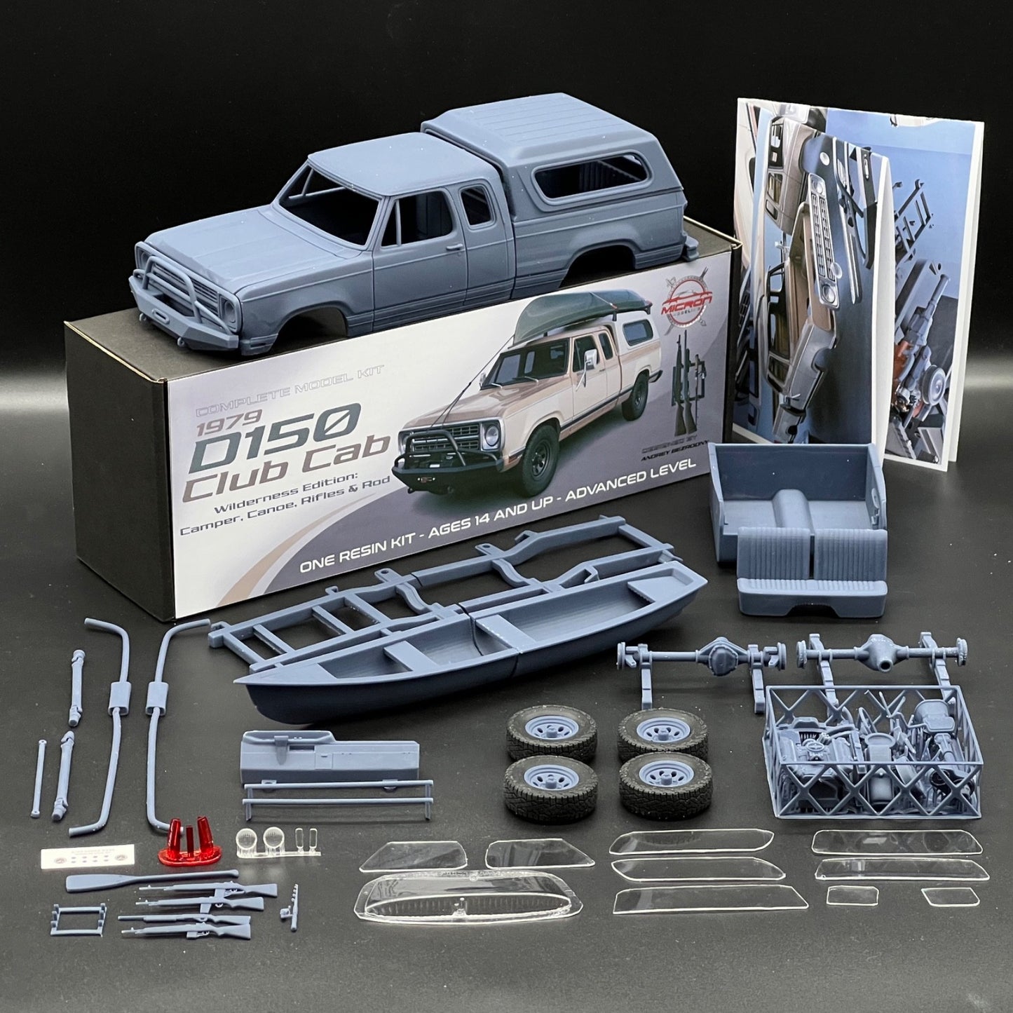 1:25 1979 Dodge D150 Club Cab Camper Truck Model Kit